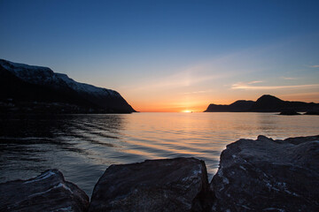 sun set and mountains and sea view