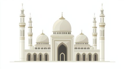 Obraz premium Islamic mosque building isolated on white background. Vector illustration