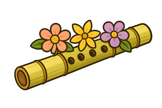 This animated cartoon flute PNG shows sound waves flowing from the instrument, symbolizing soothing classical and folk music. Perfect for Krishna Janmashtami, musical festivals, and cultural designs, 