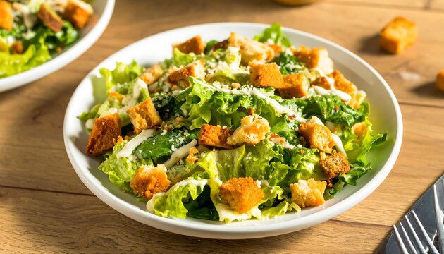 Fresh Caesar salad on a plate (3)