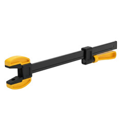 Durable black and yellow bar clamp for secure gripping and woodworking projects transparent background