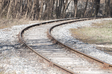 old single track railway close up