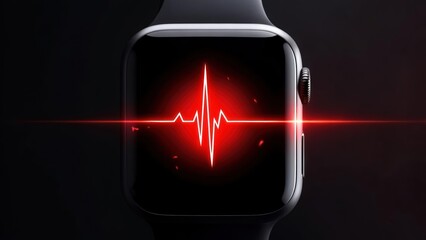 Smartwatch displays a red heart rate monitor
