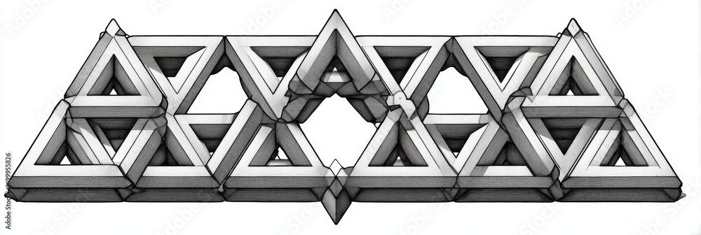 Poster intricate geometric structure created with triangles in a visually striking arrangement showcasing d