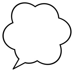 Puffy Cloud Speech Bubble (White Fill, Black Background) | Cute Comic Dialog & Emotional Message Frame