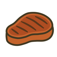 Cartoon grilled steak illustration in flat design style