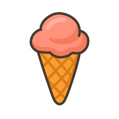 Cartoon Illustration of Strawberry Ice Cream Cone
