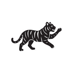 Walking Tiger Silhouette Vector – Wild Jungle Animal Illustration for Logo and Design