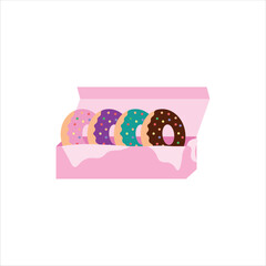 Donut on a Box Vector Flat Illustration