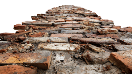 Old brick wall texture isolated on transparent background