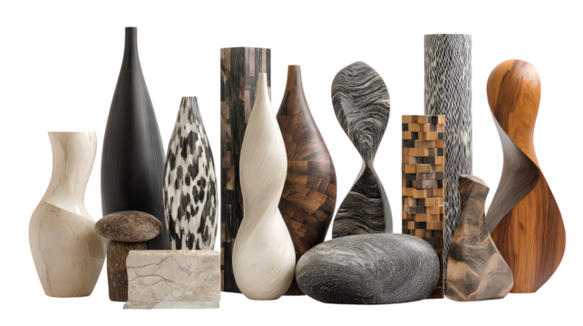 Collection Of Modern Abstract Vases And Vessels In Neutral Tones