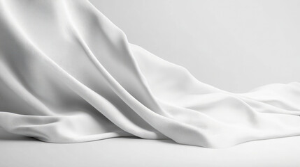 Soft White Silky Fabric Draped