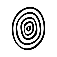 Abstract concentric oval design, black lines, simple graphic, minimalist art