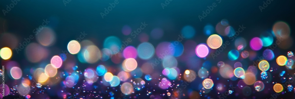 Poster vibrant and colorful bokeh background with glimmering lights for a festive and joyful atmosphere