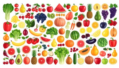 Colorful assortment of fresh fruits and vegetables