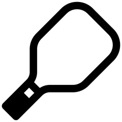 Pickleball paddle. Outlined stroke vector icon with black-filled details.