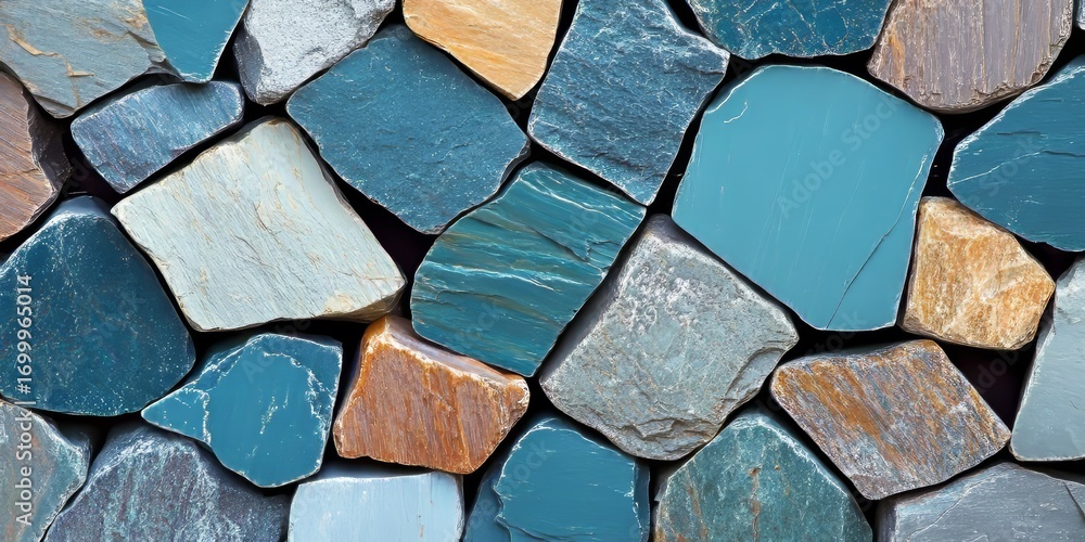 Poster colorful stone mosaic background texture with smooth multicolored stones in layered arrangement
