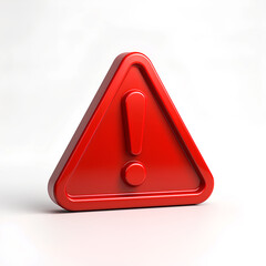 3D Red Warning Sign Icon with Exclamation Mark, Alert Symbol, Danger Notification, Safety Information, Attention Graphic