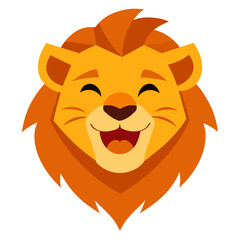 Lion Head Cartoon Vector with Winking Expression in Cute Playful Style