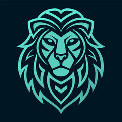 Lion Head Line Art with Tribal Patterns Inside Silhouette Elegant Vector Design