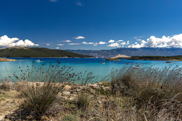 Beach Ciganka FKK naturist on the island of Rab in Croatia,