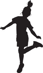 Girl Jumping Silhouette on White Background, Vector Illustration.
