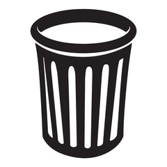 black and white silhouette of a Trash can vector on a white background