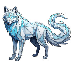 Geometric wolf illustration isolated on white background, a polygonal animal design