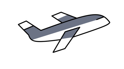Airplane Illustration: Simple Vector Drawing of Aircraft on transparent Background, Travel, Flight, Transportation, Aviation, Modern Design Element
