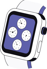 Minimalist smartwatch icon design with clean lines representing wearable technology, digital timekeeping, and modern gadget