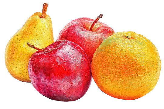 Group Of Colorful Fruits On Black Background