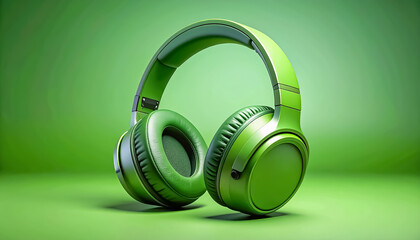 Modern Over Ear Headphones in Matte Matcha Green Finish Isolated