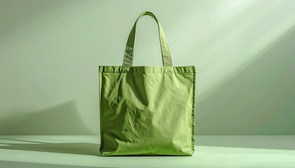 Minimalist Canvas Tote Bag in Matcha Green Color Isolated Fashion Mockup