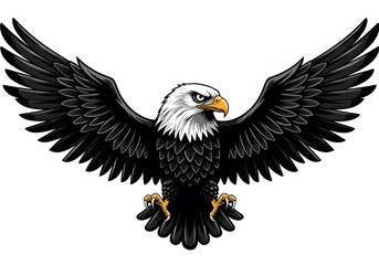 Majestic Bald Eagle with Wide Wings Spread in Flight Illustration
