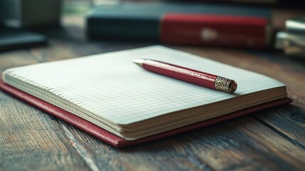 Elegant Writing Pad and Pen on Rustic Wooden Table for Inspiration