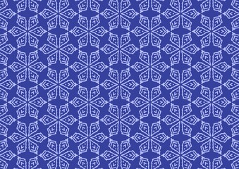 Abstract  Floral Classic Seamless Pattern Blue Background 