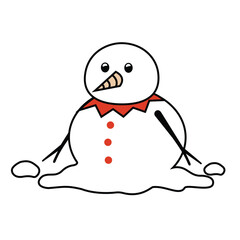 Character-Snowman family member melting illustration vector after winter season 