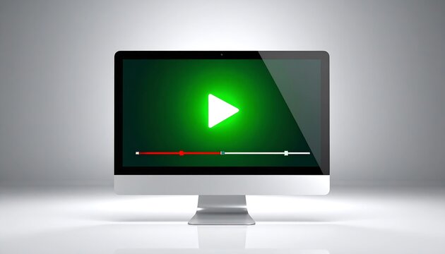 Computer screen displaying a play button