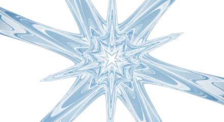 Abstract ice crystal snowflake pattern isolated on transparent background
