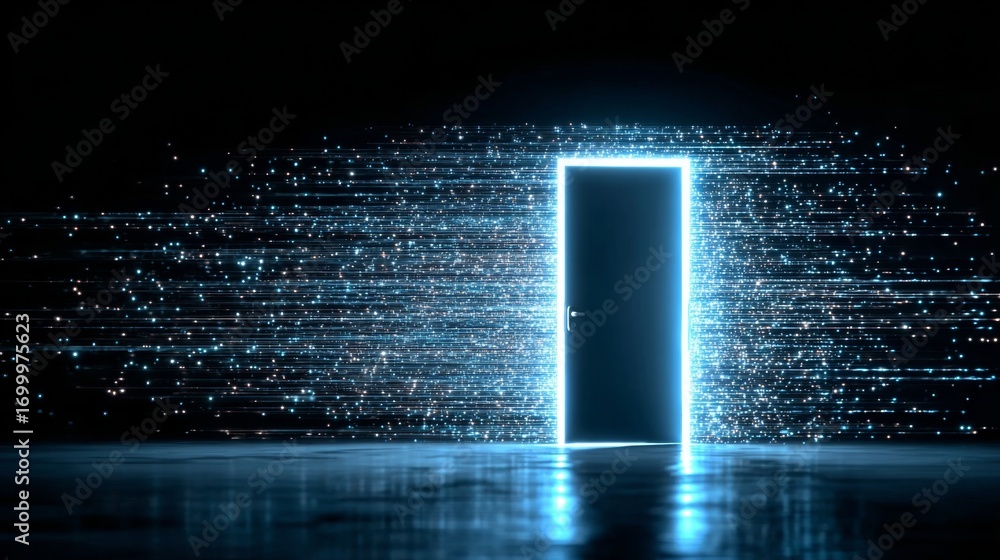 Poster portal to technological dreams an abstract gateway unveiling futuristic dimensions and innovations