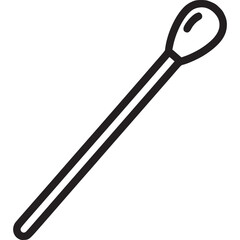 Cotton swab isolated on white background singleuse hygiene product for cleaning ears and applying makeup simple vector illustration of a cotton bud in black outline