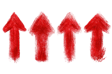 Four Red Glimmering Upward Arrows