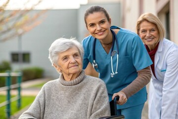 Obraz premium Parkinson disease patient, Alzheimer elderly senior, Arthritis person's hand in support of geriatric doctor or nursing caregiver,