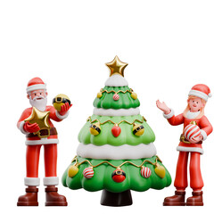 3D Christmas Character Santa Claus and Mrs Claus Festive Holiday Activities Winter Season Gifts Candy Snowman Christmas Tree and Decorations Celebration