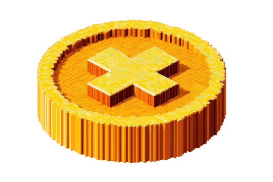 Gold Coin Icon with Plus Symbol