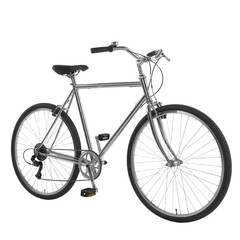 Obraz premium Classic silver bicycle vintage style isolated on transparent background for transportation and recreation