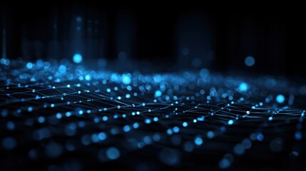 Abstract Technology Background with Connected Dots, Nodes, and Lines for Network and Digital Design