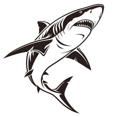 Naklejka premium Fierce Shark Vector Illustration with Open Jaws.