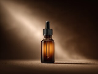 Elegant Amber Glass Dropper Bottle for Serums, Essential Oils, and Beauty Products with Soft Lighting