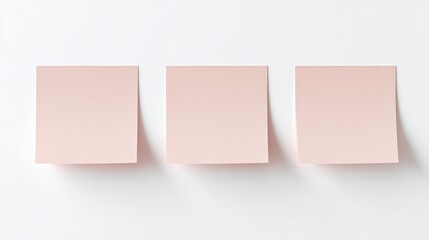 Three pink sticky notes on a white background, perfect for reminders, messages, and creative projects